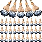 50 Pcs Hanging Car Air Freshener Black Car Diffuser Bottles Empty Glass Perfume Bottles Air Freshener Diffuser Pendant for Essential Oils Fragrance Aromatherapy Ornament (Rhombus)