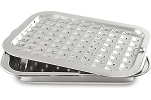 Norpro 274 Stainless Steel Broil/Roast Pan Set, 17 inch, Silver