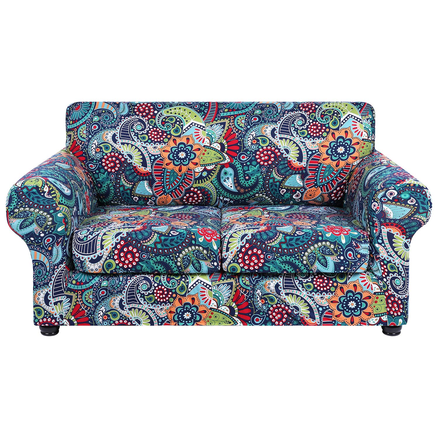 Photo 1 of hyha Couch Cover, Loveseat Covers, Floral Pattern, Stretch, Printed, 3 Pieces, Sofa Slipcovers, for 2 Separate Cushion Couch Sofa, Washable Furniture Protector for Dogs(Loveseat, Paisley Floral)