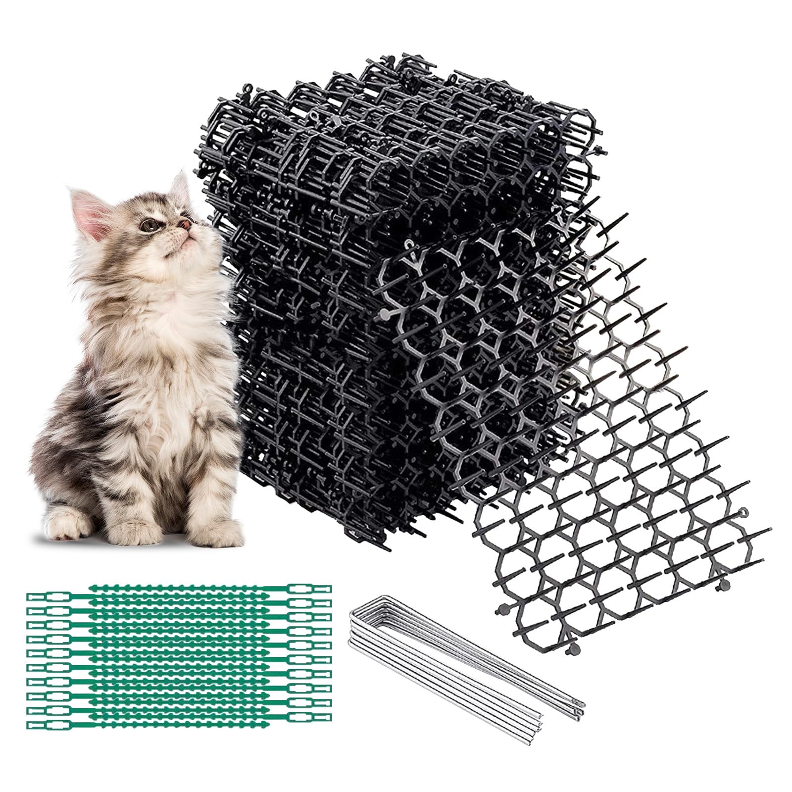 Cat Spikes Mat, 20pcs 15cmx20cm Cat Repellent Mat for Gardens, Plastic Anti Cat Spikes Mats with Flat Prickle for Dogs Cats Fox Wild Animal Used Fence, Indoor & Outdoor