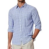 COOFANDY Men's Plaid Button Down Shirt Cotton Long Sleeves Dress Shirt Wrinkle Free Casual Gingham Shirt