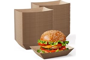 JOLLY CHEF 2lb Paper Food Trays, 250 Pack Disposable Paper Boat, Kraft Serving Boats, Food Holder Trays for Snacks French Fries Nachos Hot Dog Tacos BBQ Party