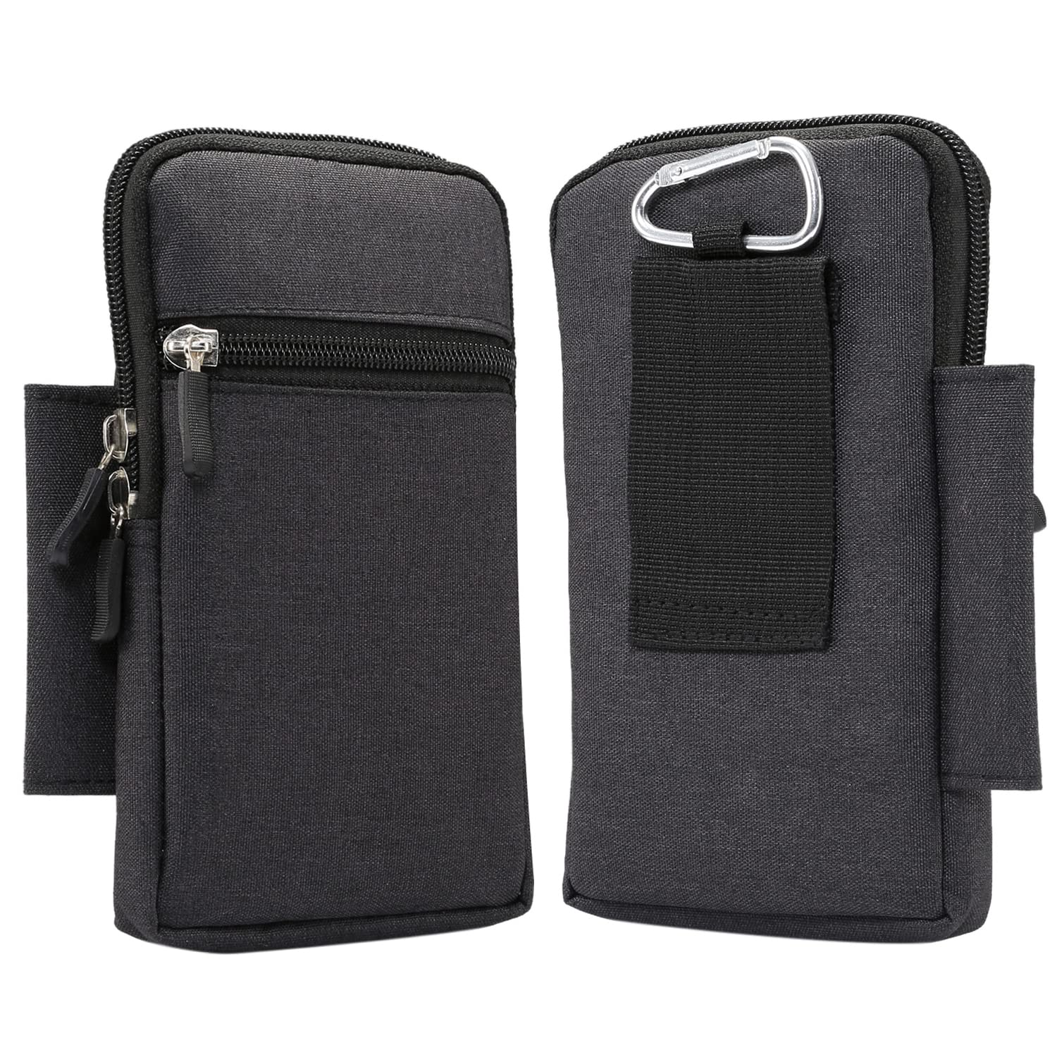 Cell Phone Belt Clip Bag Men, Vertical Cell Phone Waist Bag Men, 6.9 inch Universal Zipper Belt Pouch Purse Travel Outdoor Hiking Waist Packs Small Mobile Phone Holster with Belt Loop and Locking Hook