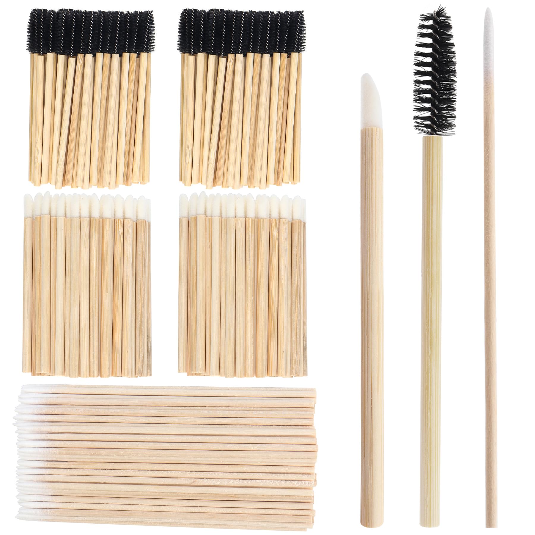 Photo 1 of 300 Pack Disposable Spoolies Brushes Sets Bamboo Mascara Wand Lip Brushes Cotton Swab for Eyebrow Eyelash Extension Tattoo Lipstick Applicator(Black)