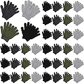 Handepo 100 Pair Winter Gloves Bulk Warm Knitted Stretchy Gloves Bulk for Men Women Homeless Charity Donation