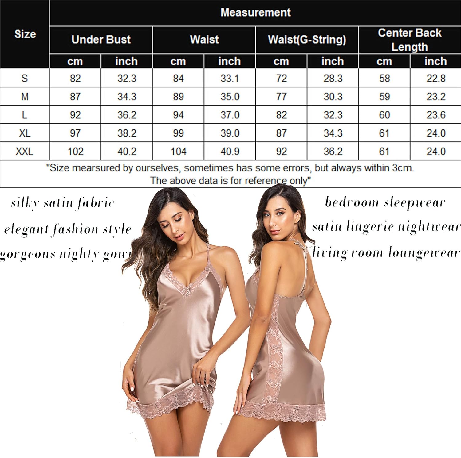 Avidlove Women Lingerie Satin Lace Chemise Nightgown Sexy Full Slips Sleepwear at  Women’s Clothing store