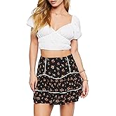 Forever 21 Womens Floral Print Tiered Mini Skirt