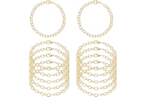 DIVINA VITAE 12 Pieces Gold Plated Chain Bracelets Gold Charm Bracelet Alloy Bracelet Link Chains Diy Charm Bracelet Chains Lobster Clasp Link Chain Bracelets for Men Women DIY Jewelry Bracelet Making Supplies