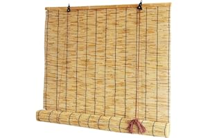 BAYUE Outdoor Reed Roller Blinds, Patio Reed Blinds, Roman Roller Blinds, Porch Blackout Roller Blinds, Vintage Reed Blinds with Lift, Reed Roller Blind Privacy Protection, Easy Installation,31x72in（WxH