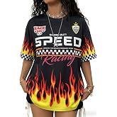 UNIQUEONE Racing Shirt Women Race Car Graphic Tees Y2k Jersey | Jersey Shirts for Women Racing Jersey Featuring Vintage Race Car Graphic, Perfect for Race Day, Motorsports Fans, Y2k Outfit