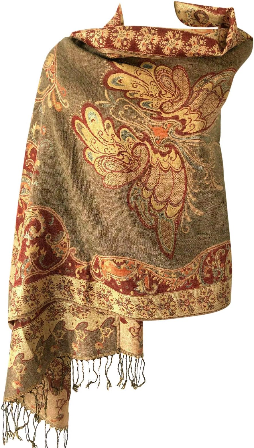 Women Soft Metallic Sparkly Double Layer Reversible Pashmina Shawl Wrap Shimmer Scarf