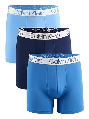 Calvin Klein Men`s Microfiber Boxer Briefs Pack of (Blue(NP2214