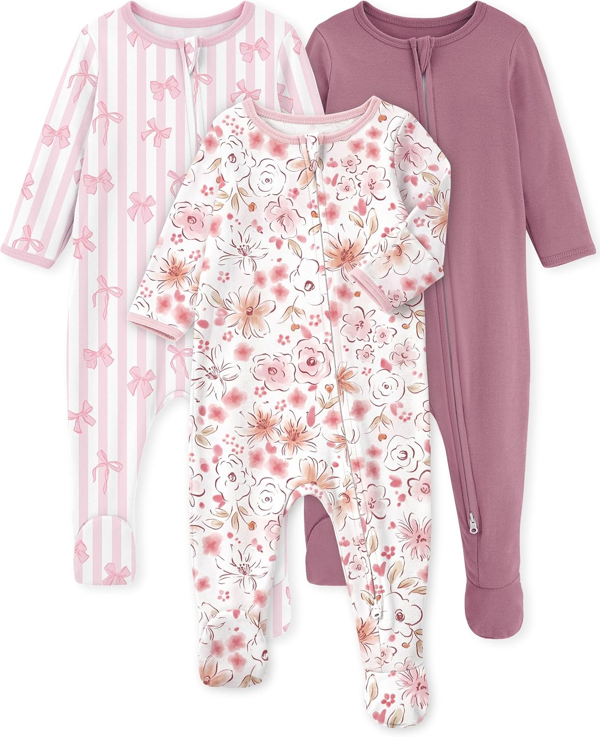Cozy Organic Cotton Footed Baby Sleepers Set
