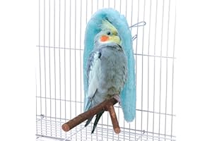 Filhome Comfort Corner Fleece Bird Blanket Parrot Cage Snuggle Hut Warm Bird Nest House Bed Hanging Hammock Toy for Parakeet Cockatiel Pigeon Small Animals Shelter Plush Bedding(Blue/M)