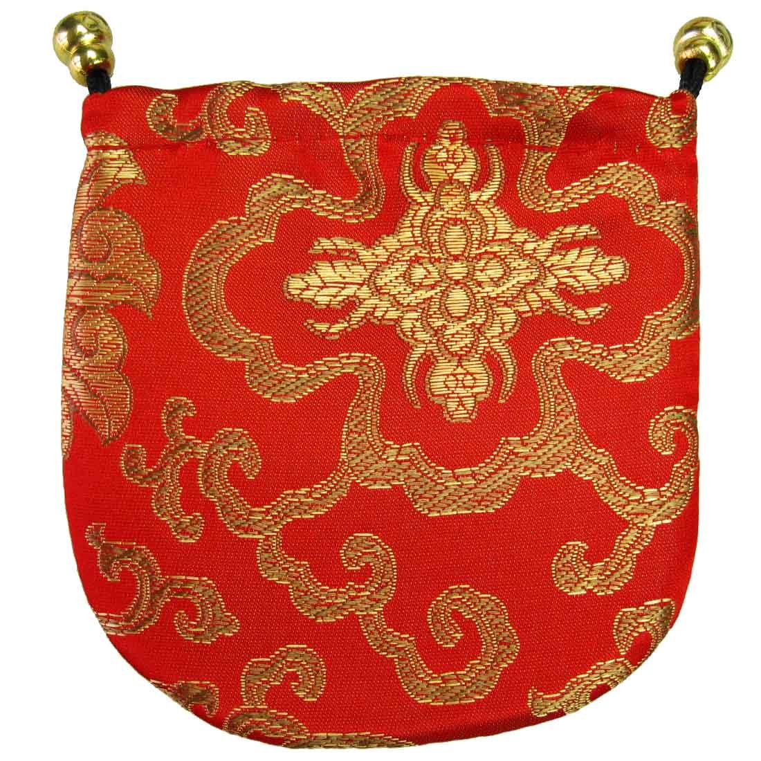kilofly Chinese Silk Brocade Drawstring Jewelry Pouch Bag Value Set, 24