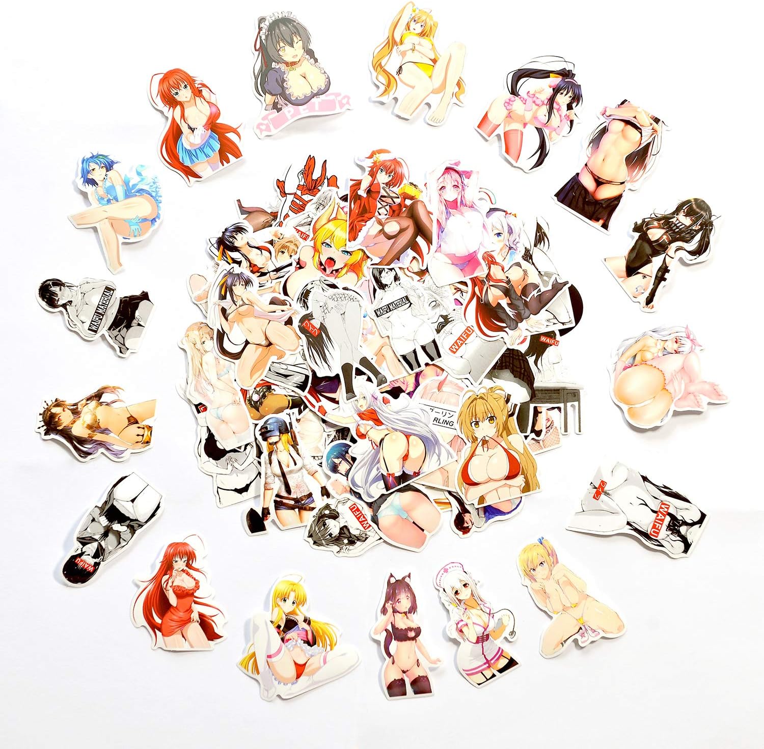 HUASAI Anime Sexy Girl Stickers for Adults,100 Pack Kawaii Decals for Laptop,Phone,Cars ,Hydroflasks ,Water Bottles,Skateboard