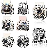 Wxiben Skeleton Reading Bookmark Magnetic - 8 Pcs Gothic Skeleton Bookmarks Magnets Horror Skull Flower Book Marks Page Magnets Marker Clip Gift for Women Men Students Teacher Book Lovers Reading