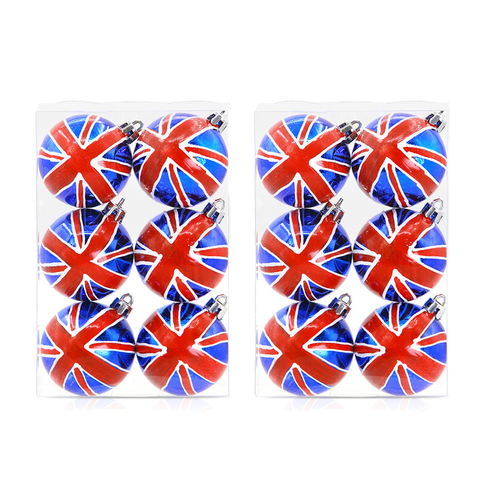 Christmas Baubles Hanging Ball Ornament Union Jack Baubles Ball Uk Patriotic Party Tree Decorations for Christmas (12 PCS)