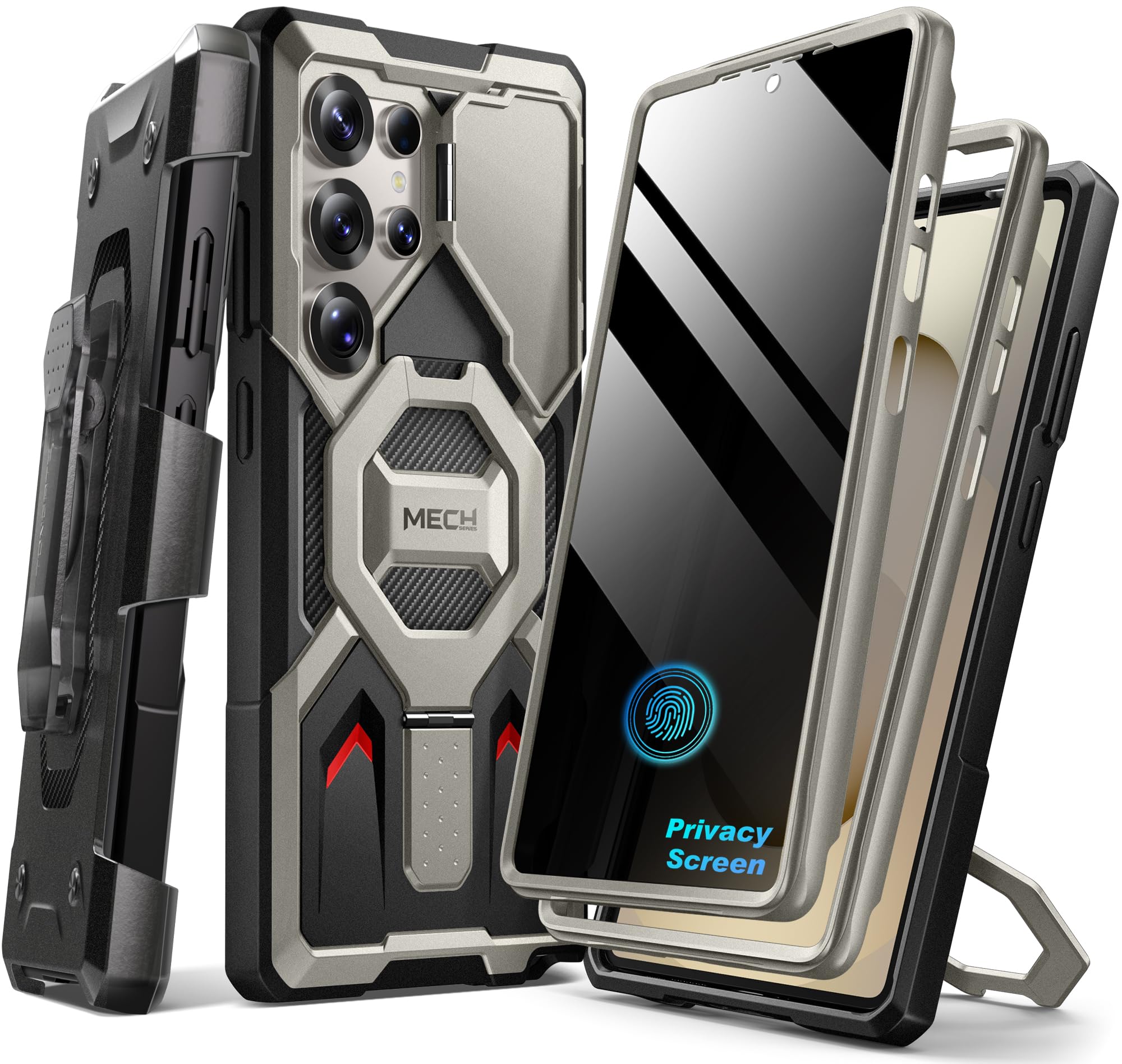 Photo 1 of TONGATE Magnetic Stand for Samsung Galaxy S25 Ultra Case with Privacy Screen Protector, [Compatible with Magsafe] [Military Drop Protection] S25 Ultra Case with Camera Cover & Belt Clip, Gray Privacy
