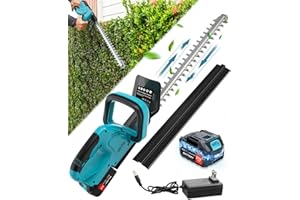 LEMOLIFYS 3000mAh Electric Hedge Trimmer, Bush Trimmer Cordless Hedge Trimmer with Battery and Charger, 1500 RPM Battery Powered Hedge Trimmer, 22-Inch Dual-Action Fast Cutting, 3/5" Cut Capacity Shrub Trimmer