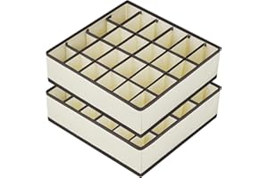 Joyoldelf Drawer Organizer 2 Packs, 24 Cell Collapsible Closet Cabinet Storage Boxes for Underwear, Socks, Bra, Handkerchiefs