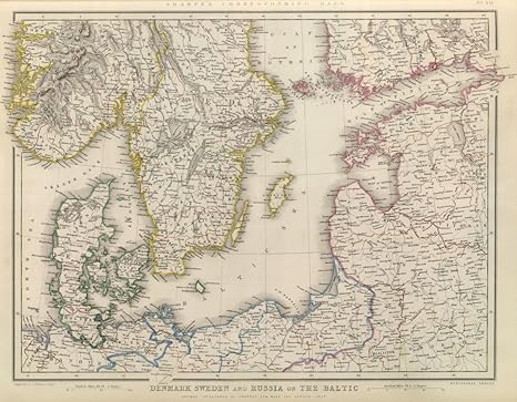 Amazon Co Jp World Atlas 1847デンマークスウェーデンとロシアon The Baltic Historicアンティークヴィンテージマップ再印刷 24in X 31in 2431 ホーム キッチン