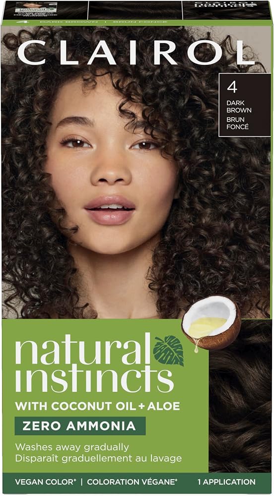 Clairol Natural Instincts Demi-Permanent Hair Dye, 4 Dark Brown | 1 Pack | Clairol Natural Instincts Demi-Permanent Hair Dye,