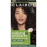 Clairol Natural Instincts Demi-Permanent Hair Dye, 4 Dark Brown | 1 Pack | Ammonia‑Free, Vegan Hair Color with Coconut Oil &amp; Aloe Vera