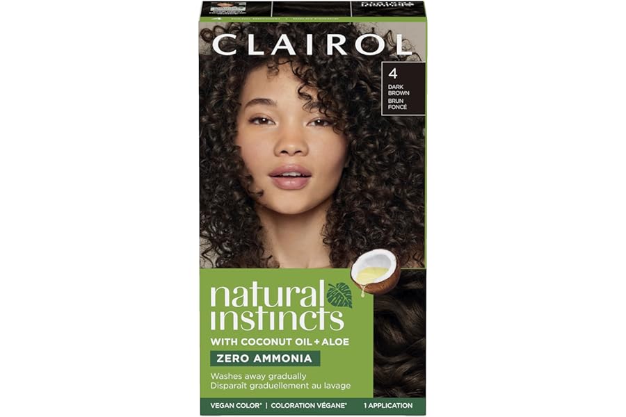 Clairol Natural Instincts Demi-Permanent Hair Dye, 4 Dark Brown Hair Color, Pack of 1