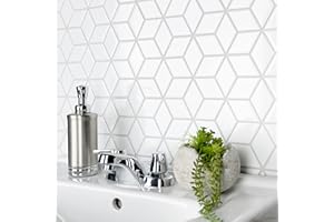SOMERTILE Merola Tile Metro Rhombus Glossy White 10-1/2" x 12-1/8" Porcelain Floor and Wall Tile