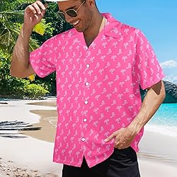 HUGLAZY Flamingo Shirt Pink Hawaiian Shirts Short