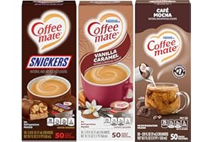 Nestle Coffee mate Liquid Coffee Creamer Singles Variety Pack, Snickers, Vanilla Caramel, Cafe Mocha, 50 Ct Box (Pack of 3)