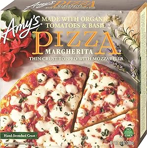 Amy's Frozen Pizza, Margherita Pizza, Made With Organic Tomatoes and Basil, Frozen Meals, 13.0 Oz