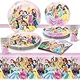 81 PCS Princess Birthday Party Supplies, Princess Tableware Set Includes 40 PCS Plates, 20 PCS Napkins, 20 PCS Paper Cups, 1 PCS Tablecover for Boys Girls Birthday Party Baby Shower Decorations