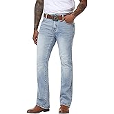 MZNBURAM Men's Stretch Regular Fit Bootcut Flared Jeans - Cowboy Cotton Fashion Comfort Flex Waist Denim Pants