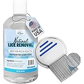 Safe Natural Lice Treatment for Kids & Adults w/ Lice Comb | Gentle, Non-Irritating Lice Shampoo That Kills Eggs and Lice on All Hair Types | Dimethicone Safely Suffocates | 8oz Treats 1-2 People