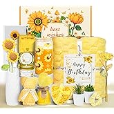 Birthday Gifts for Women, 17pcs Relaxing Spa Gifts Set for Girls, Sisters, Mom, Sunflower Self-Care Package, Sending Sunshine Get Well Gifts for Women, Perfect Basket for Valentine's & Mother's Day