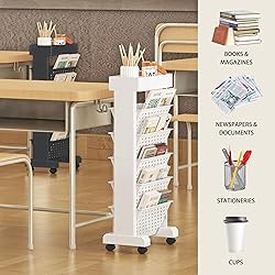 BYFU 6-Tier Movable Bookshelf Cart, Rolling File