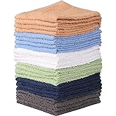 Towel and Linen Mart 100% Cotton - 24 Pack Wash Cloth Set - Flannel Face Cloths, Highly Absorbent and Soft Feel Fingertip Towels (Multi, Pack of 24)
