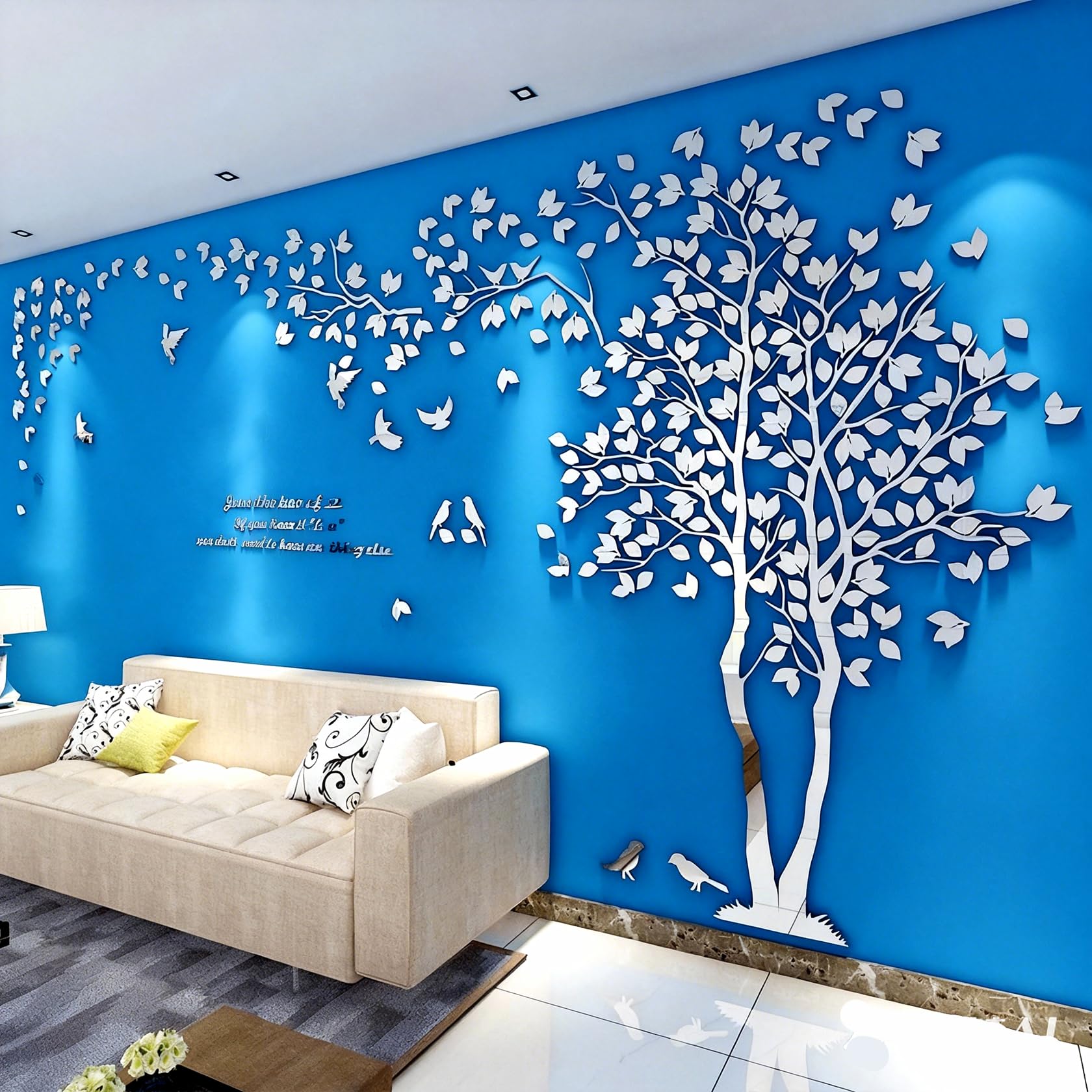 3D DIY Tree Wall Sticker Large Family Bird and Tree Wall Decal Art Mural Stickers Home Decor for Living Room Bedroom Home Decoration TV Backdrop Wall