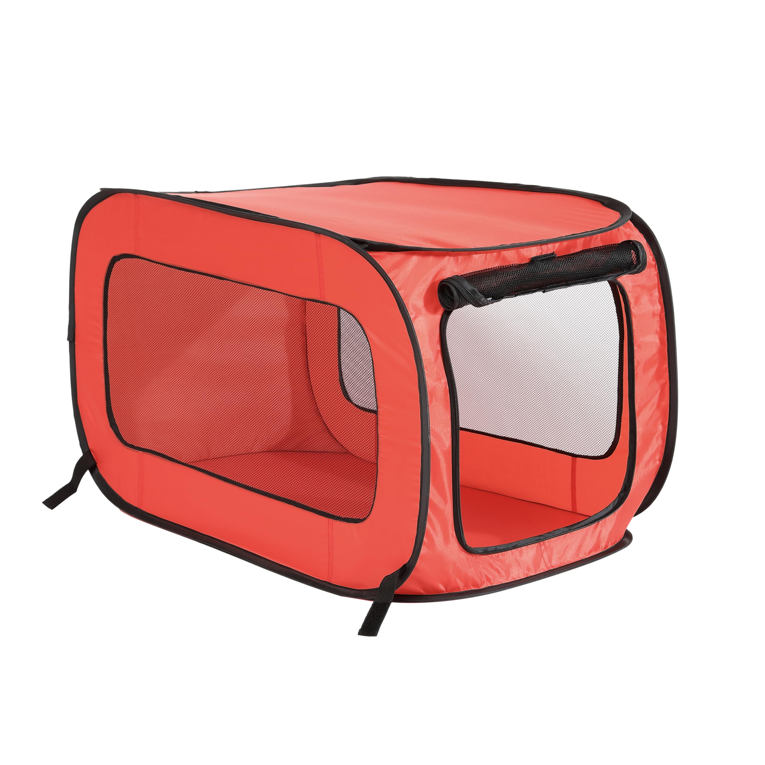 Beatrice Home Fashions Portable, Collapsible, Pop Up Travel Pet Kennel, 32.5" L x 19" W x 18" H, Red