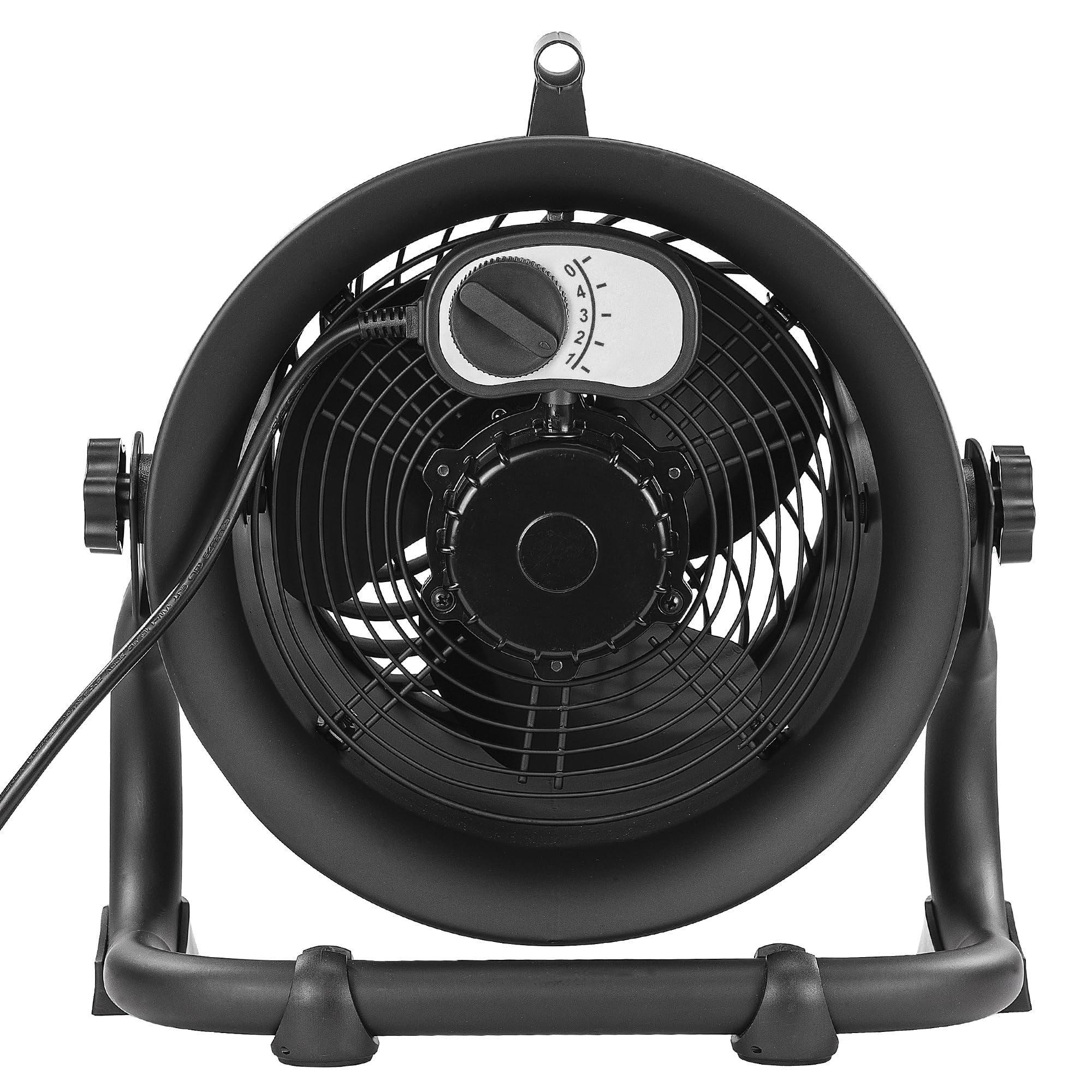 CATERPILLAR 9 Inch 940CFM 4-Speed High-velocity Industrial Drum Air Circulator Fan with 360-degree Pivoting Head and Dual Ball Bearing Motor, Black