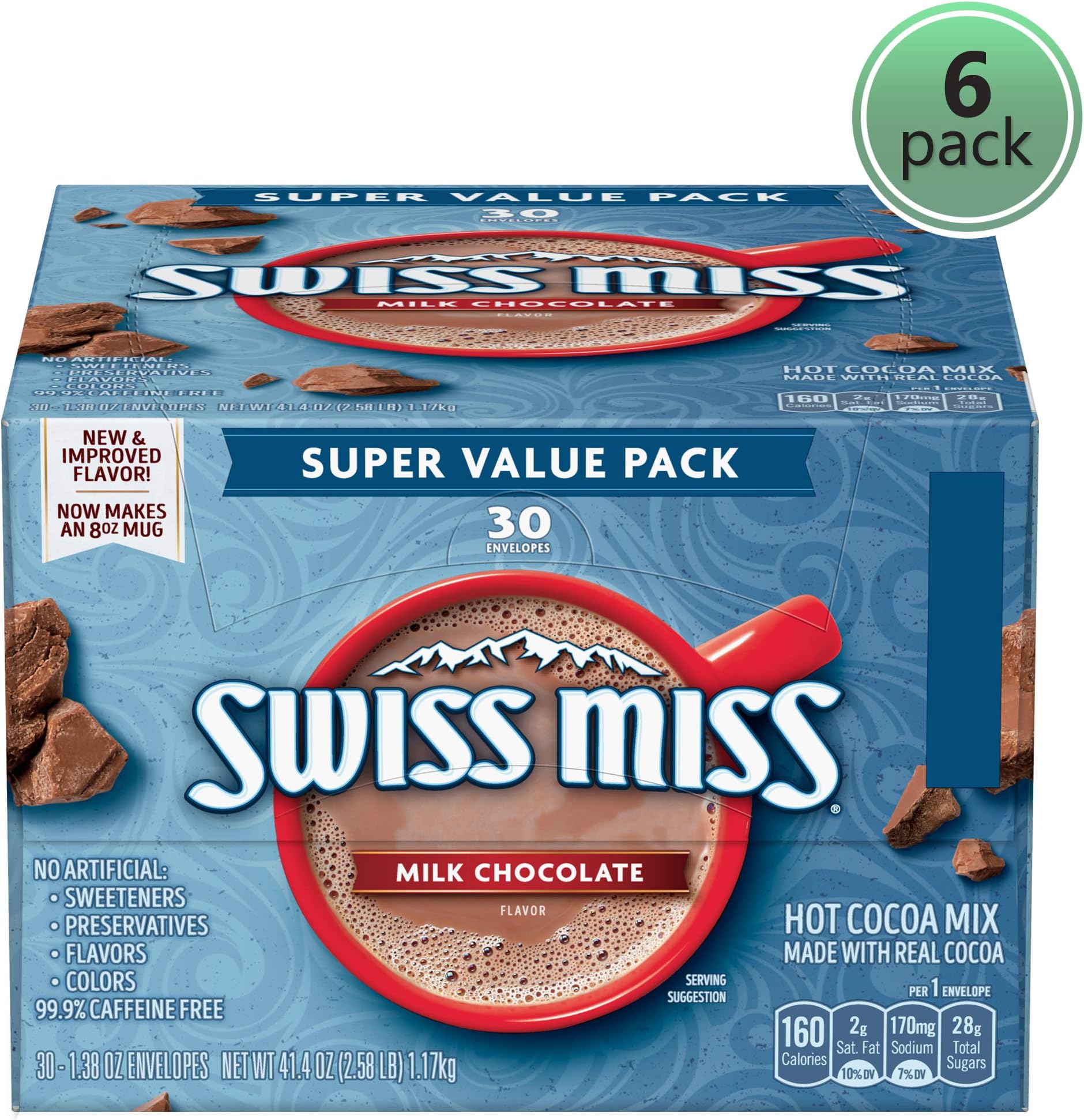 Milk Chocolate Swiss Miss Hot Cocoa Mix, 30 ct - Pack of 6