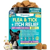 Woyamay Flea and Tick Prevention for Dogs, Flea &amp; Tick + Itch Relief Chews | Natural Dog Flea and Tick Treatment, Dog Allergy Chews, Dog Itching Skin Relief &amp; Skin Repair, Flea Treatment Dogs, 200 Chews