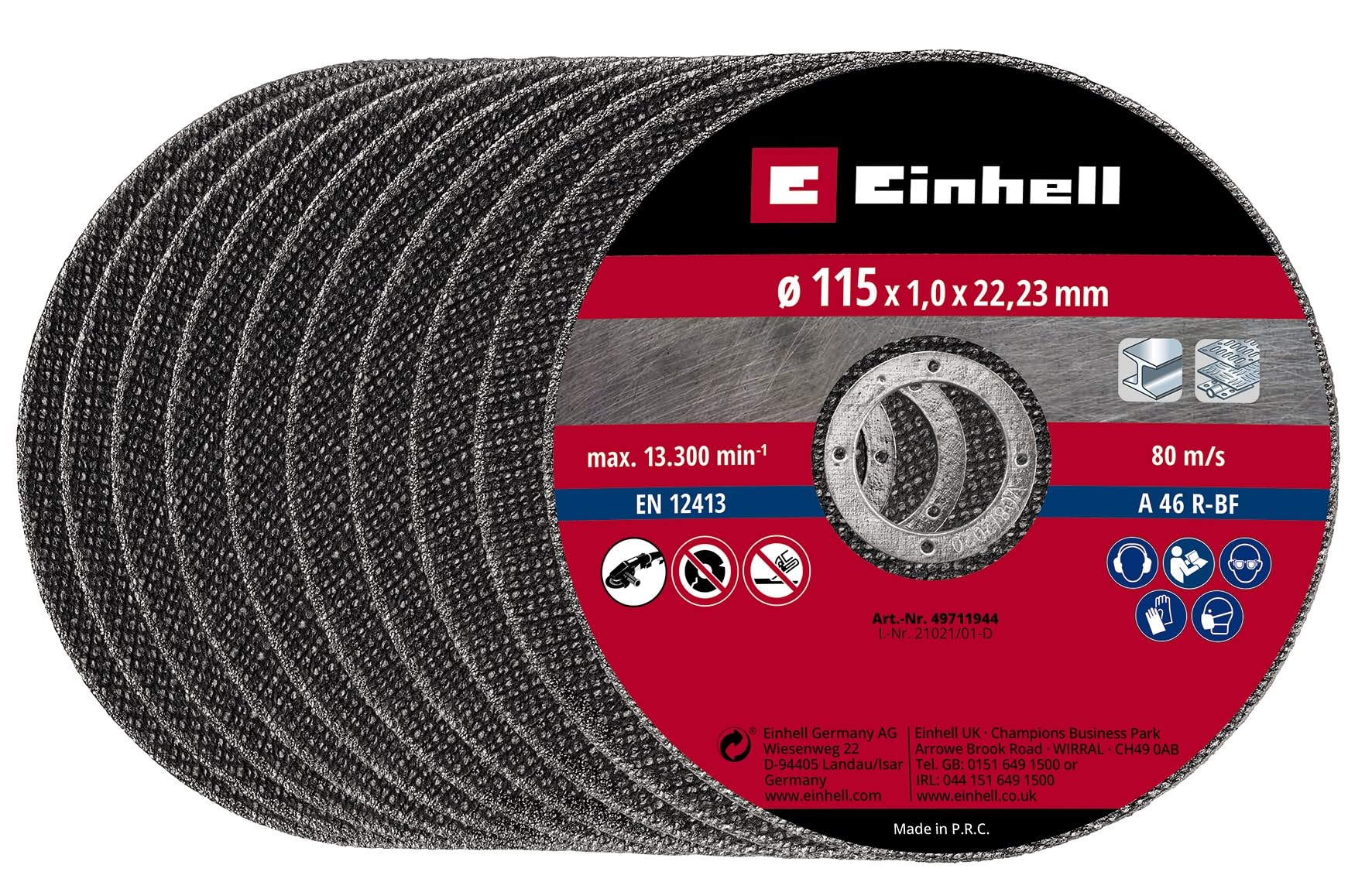 Original Einhell 49711944 10 Cutting Discs Thin 115 x 1.0 mm Angle Grinder Accessories