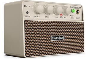 FBA-10 Guitar Amp, 10W Mini Electric Guitar Amplifier with Clean/Drive Channel, 6H Working, USB-C Rechargeable, 3.5mm Headpho