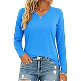 MAGCOMSEN Women's Long Sleeve Shirts V Neck Cotton Basic Tee Soft Breathable Casual Tops Cassic-Fit T-Shirt