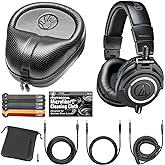 Audio-Technica ATH-M50x Professional Monitor Headphones (Black) + Slappa Full Sized HardBody PRO Headphone Case (SL-HP-07) + Bundle