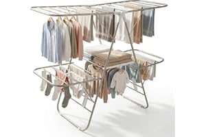 EZHOME Large Foldaway Laundry Rack, Heavy Duty, Collapsible, Space-Saving Storage, Stainless Steel, Indoor/Outdoor YLT-0501 (