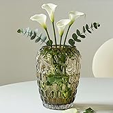 Lvases Grape Bubble Glass Vase for Flowers, Large Vintage and Clear Black Colored Smoke Glass Vases for Modern Home Decor (Crystal Grey 6.5" W X8.7 H)